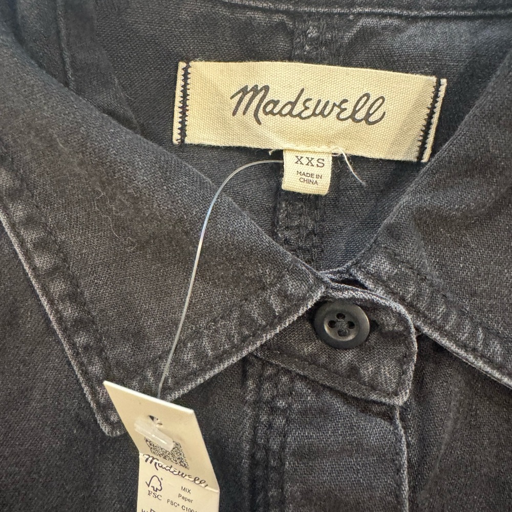 Madewell Black Notched Collar Button Down Shirt